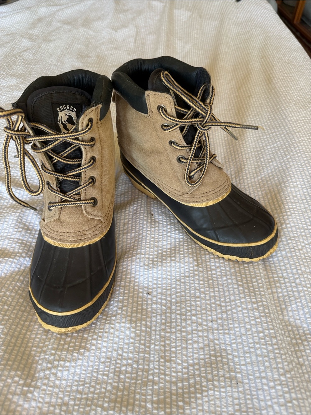 Rugged Winter Duck Boots in Tan and Black